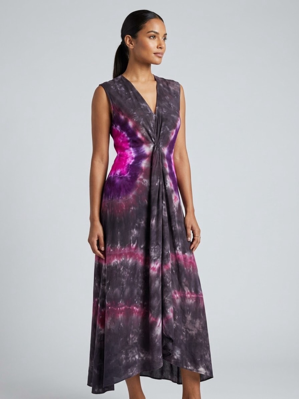 YFB Young Fabulous & Broke Tie-Dye Twist-Front Maxi Dress boho witchy tie dye
